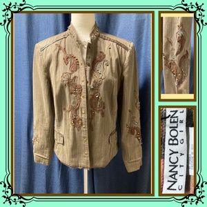 Nancy Bolen Mandarin Collar Beaded Paisley Jacket.